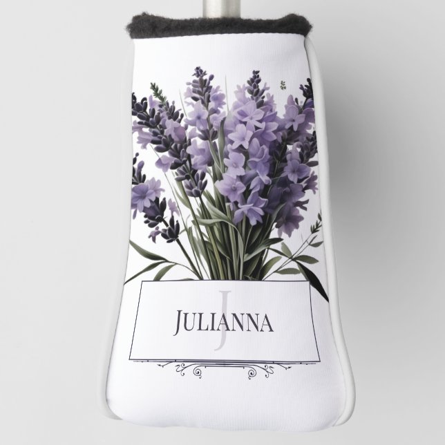 Watercolor Lavender Bouquet Personalized Golf Head Cover (Rotate 90)