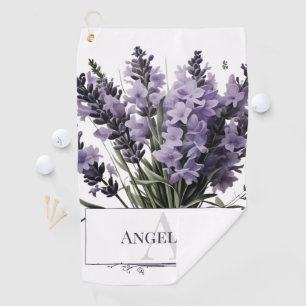 Watercolor Lavender Bouquet Personalized Golf Towel
