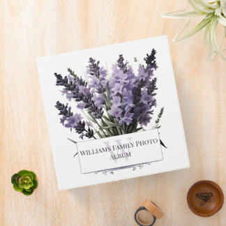 Watercolor Lavender Bouquet Personalized Photo  3 Ring Binder