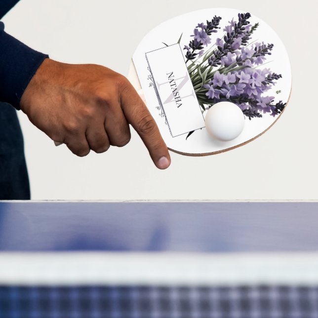 Watercolor Lavender Bouquet Personalized Ping Pong Paddle (Insitu)
