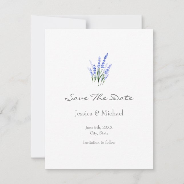 Watercolor Lavender Bouquet Save The Date (Front)