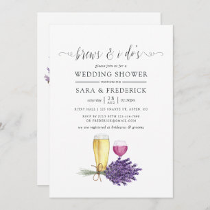 Watercolor Lavender Brews Before The I Do's Invitation