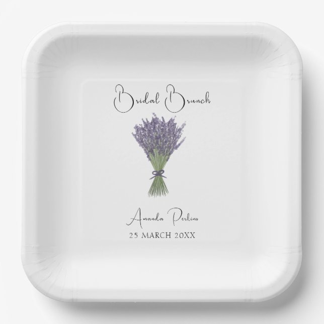 Watercolor Lavender Bridal Brunch  Paper Plates (Front)