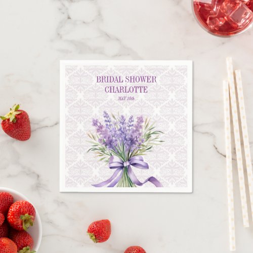 Watercolor Lavender Bridal Shower Napkins