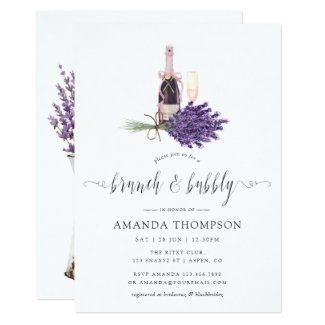 Watercolor Lavender Cottage Chic Brunch and Bubbly Invitation