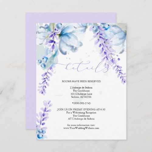 Watercolor Lavender Dusty Blue Wildflowers Invitation