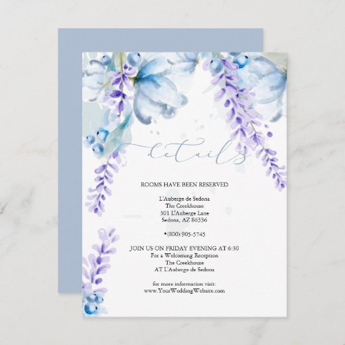 Watercolor Lavender Dusty Blue Wildflowers Invitation