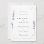 Watercolor lavender elegant wedding invitation<br><div class="desc">Watercolor lavender with watercolor spatter and a watercolor background on the back. Elegant floral wedding invitation.</div>