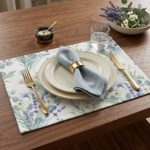 Watercolor Lavender & Eucalyptus Cloth Placemat