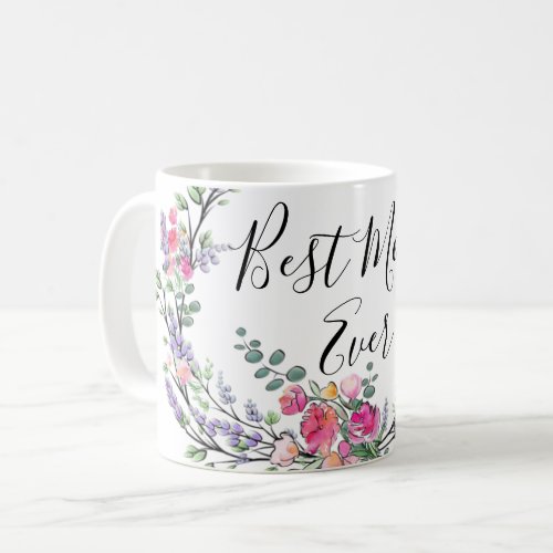 Watercolor lavender eucalyptus Pink Wild Rose Mom Coffee Mug