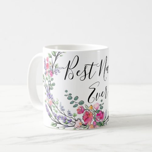 Watercolor lavender eucalyptus Pink Wild Rose Nana Coffee Mug