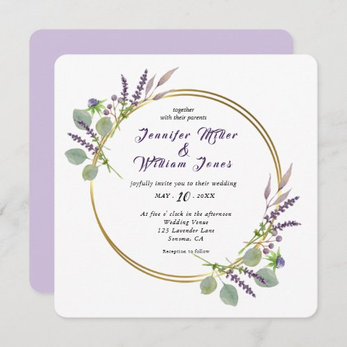 Watercolor Lavender  Eucalyptus wedding Invitation