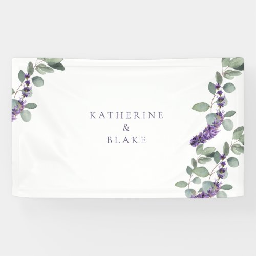 Watercolor Lavender Eucalyptus Wedding Names Banner