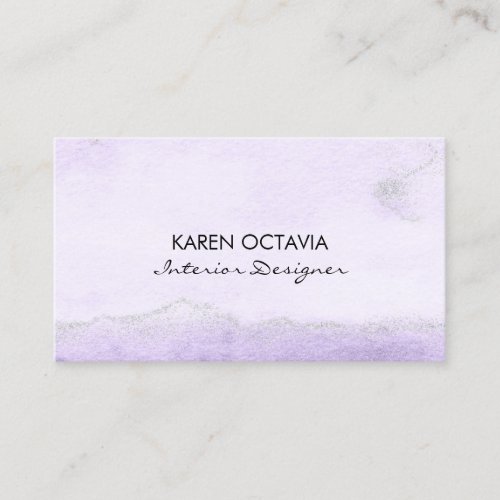 Watercolor Lavender Faux Glitter Business Card - Watercolor Lavender Faux Glitter Ombre Marble Business Card