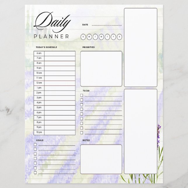 Watercolor lavender field daily planner (Front)