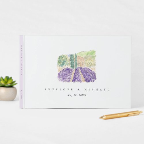 Watercolor Lavender Fields  Guest Book