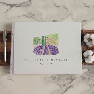 Watercolor Lavender Fields Guest Book