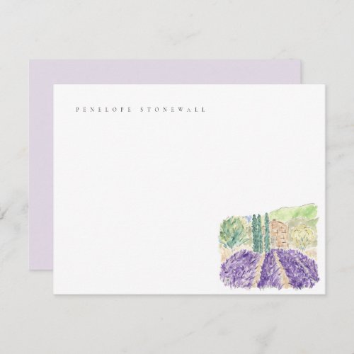 Watercolor Lavender Fields Personal Note Card
