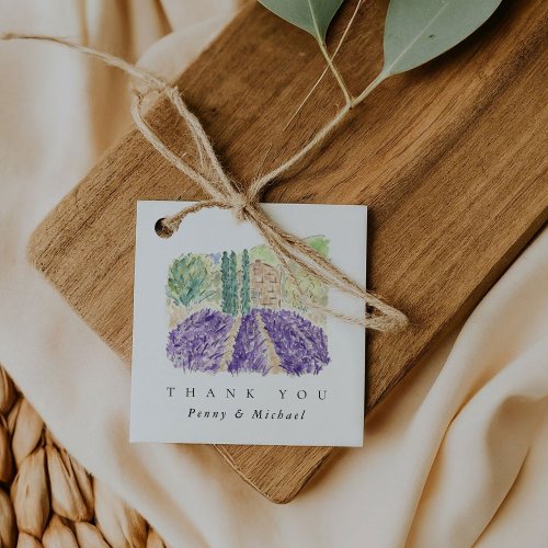 Watercolor Lavender Fields Thank You Favor Tags