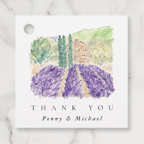 Watercolor Lavender Fields Thank You Favor Tags