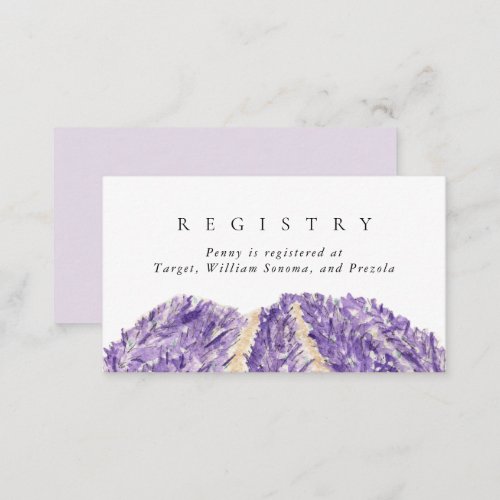 Watercolor Lavender Fields Wedding Bridal Registry Enclosure Card
