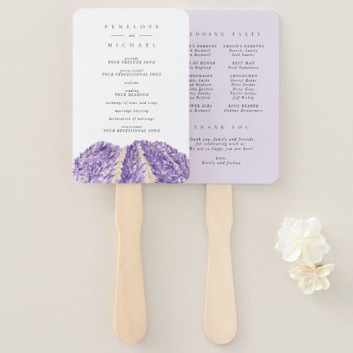 Watercolor Lavender Fields Wedding Program Hand Fan