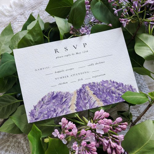 Watercolor Lavender Fields Wedding RSVP