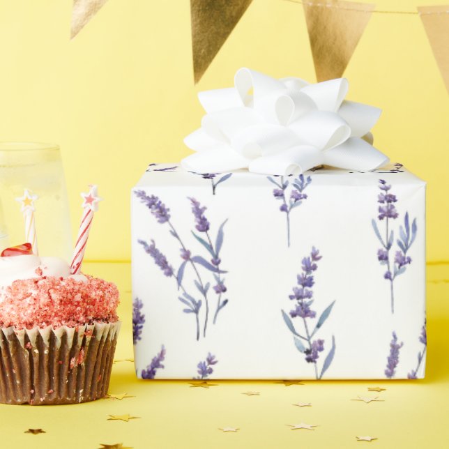 watercolor lavender floral background wrapping paper (Birthday Party)