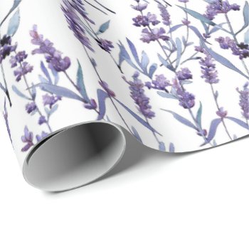 Watercolor Lavender Floral Background Wrapping Paper by dryfhout at Zazzle