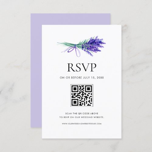 Watercolor Lavender Floral Bouquet Spring QR Code RSVP Card