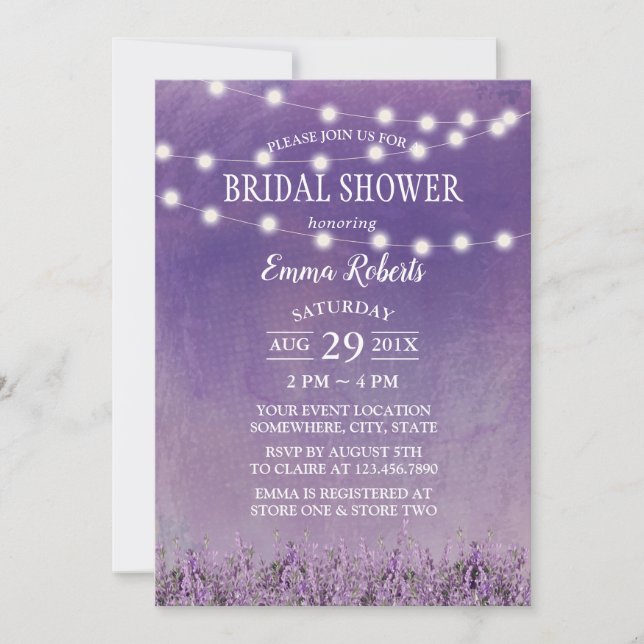 Watercolor Lavender Floral Bridal Shower Invitation (Front)