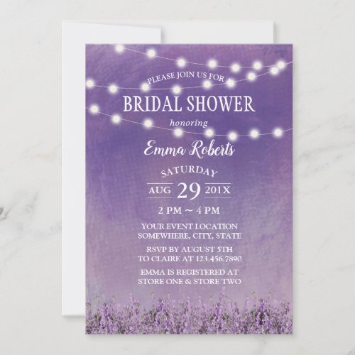 Watercolor Lavender Floral Bridal Shower Invitation