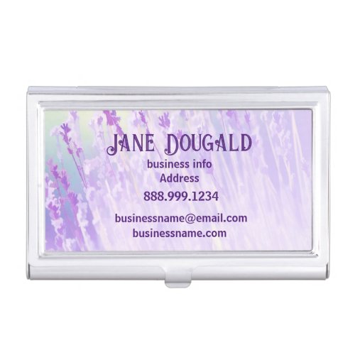 Watercolor Lavender Floral Classic Writers  Business Card Case