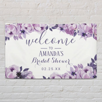 Watercolor Lavender Floral Elegant Bridal Shower Banner by myinvitation at Zazzle