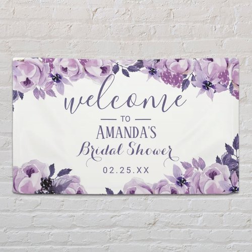 Watercolor Lavender Floral Elegant Bridal Shower Banner