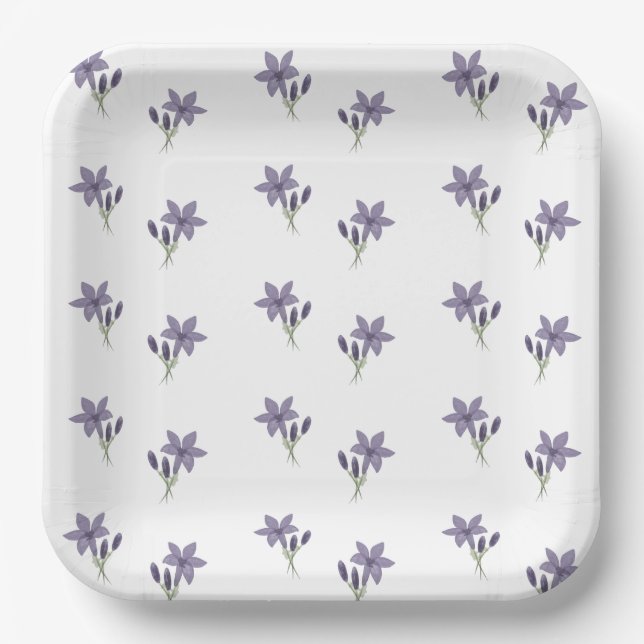 Watercolor Lavender Floral Paper Plates (Front)