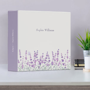 Watercolor Lavender Floral Personalized Binder