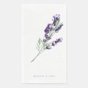 Watercolor Lavender Floral Personalized Wedding Paper Guest Towels