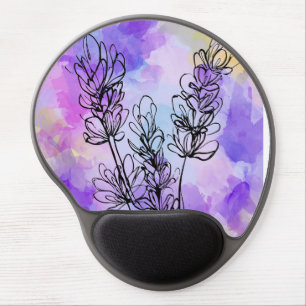Watercolor Lavender Floral Purple Throw Pillow 16" Gel Mouse Pad