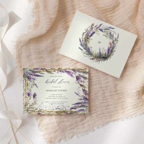 Watercolor Lavender Floral Regal Bridal Shower Invitation