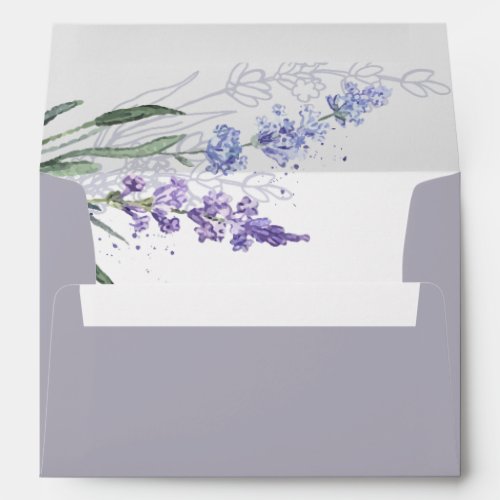 Watercolor Lavender Floral Return Address Purple Envelope