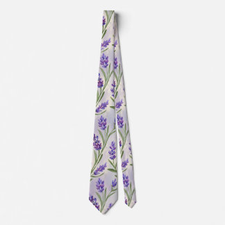Watercolor Lavender Floral Seamless Pattern Neck Tie