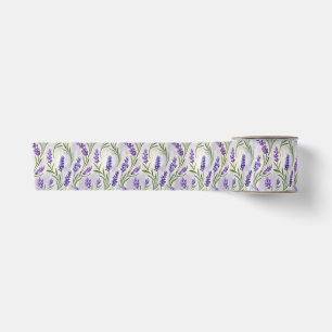 Watercolor Lavender Floral Seamless Pattern Satin Ribbon