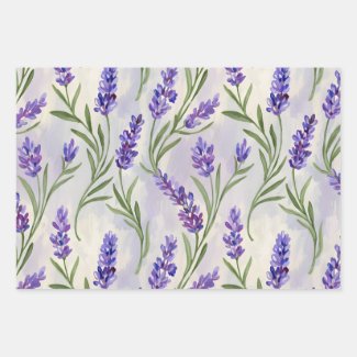Watercolor Lavender Floral Seamless Pattern