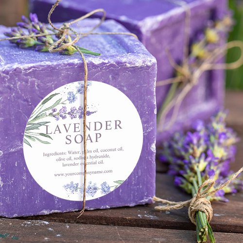 Watercolor Lavender Floral Soap Classic Round Sticker
