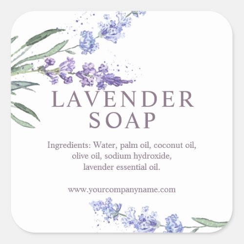 Watercolor Lavender Floral Soap Square Sticker