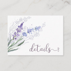 Watercolor Lavender Floral Wedding Details Enclosure Card