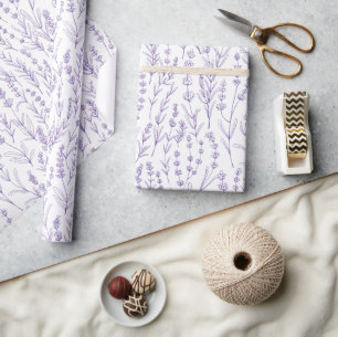 Watercolor Lavender Floral Wrapping Paper