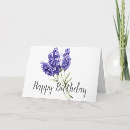 Watercolor Lavender Flowers Birthday Card