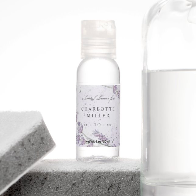 Watercolor Lavender flowers bridal shower Hand Sanitizer (Insitu)